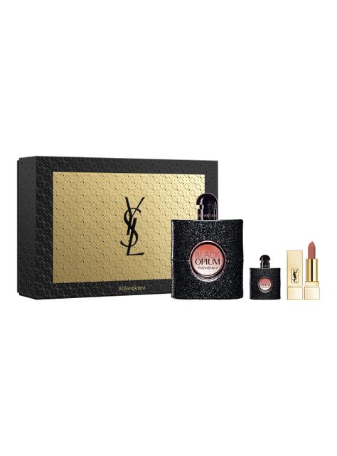 Set Perfume Black Opium EDP Mujer 90 ml + EDP 7.5 ml + Labial Mini Rouge Pur Couture 70-0