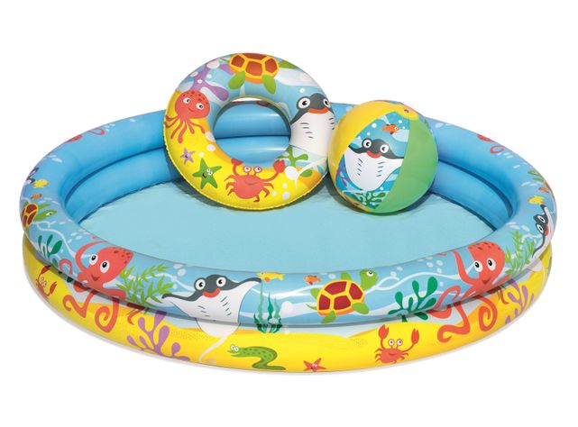 Set Piscina Inflable con Pelota y Aro Flotador-0