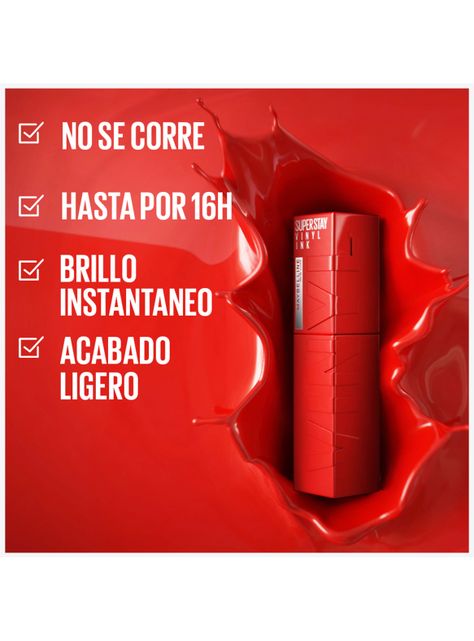 Labial Super Stay Vinyl Ink Larga Duracion Red Hot 4g-4