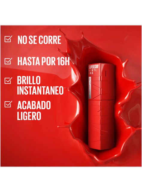 Labial Super Stay Vinyl Ink Larga Duracion Cherry 4g-4