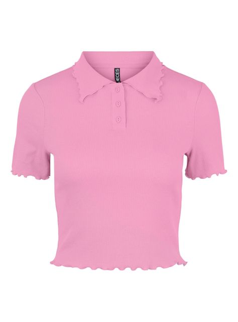 Top Manga Corta Liso con Cuello Camisa-3