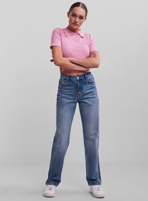 Top Manga Corta Liso con Cuello Camisa-2