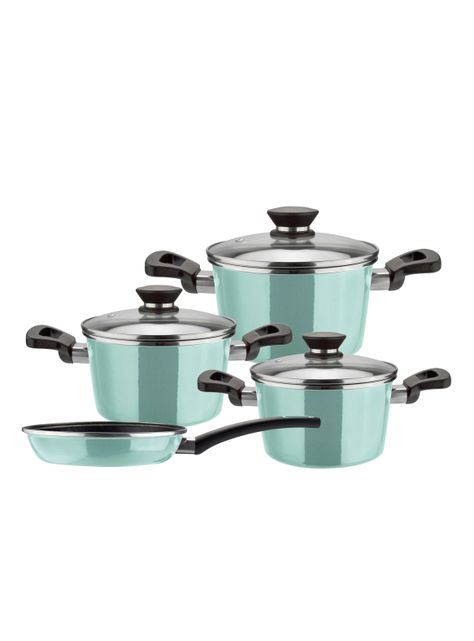 Batería de Cocina 7 Piezas Menta Acero Inoxidable-0
