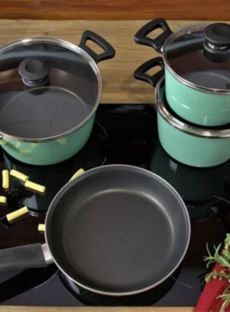 Batería de Cocina 7 Piezas Menta Acero Inoxidable-2