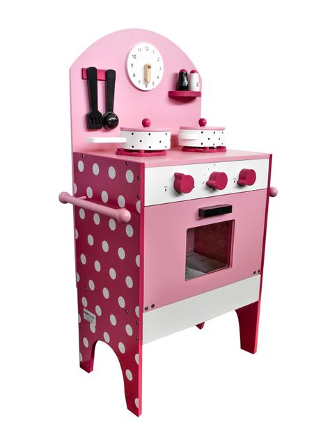 Juguete Mini Hogar Cocina Madera Rosada con Accesorios-1