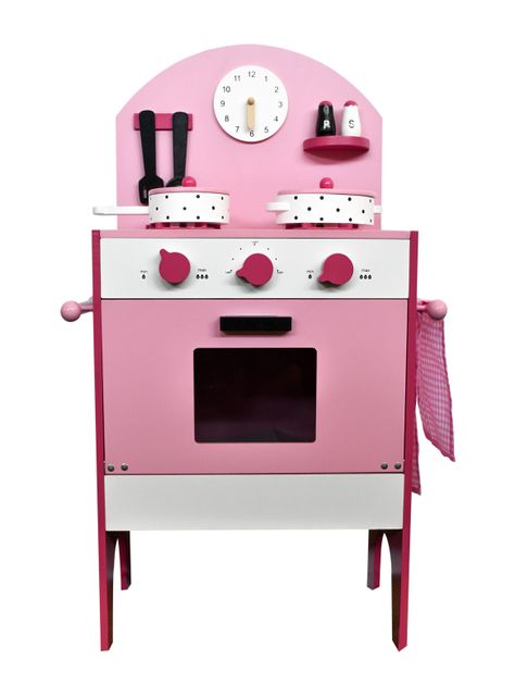 Juguete Mini Hogar Cocina Madera Rosada con Accesorios-0