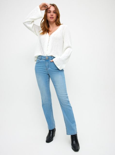 Jeans Straight Tiro Alto-3