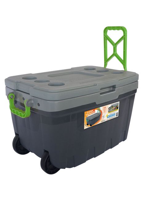 Cooler Térmico con Ruedas 54 Litros Gris Verde-0