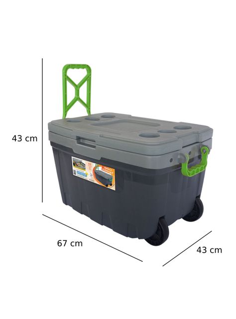 Cooler Térmico con Ruedas 54 Litros Gris Verde-1