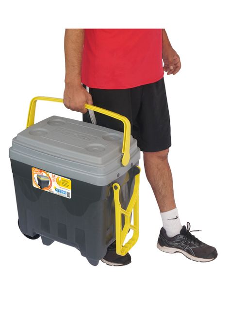 Cooler Térmico con Ruedas 34 Litros Gris Amarillo-4