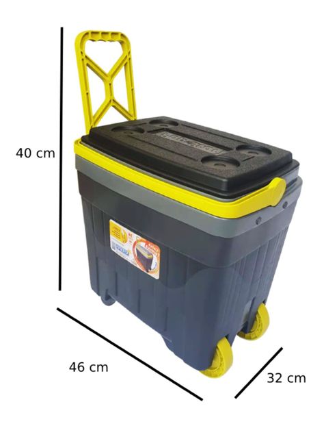 Cooler Térmico con Ruedas 34 Litros Gris Amarillo-1
