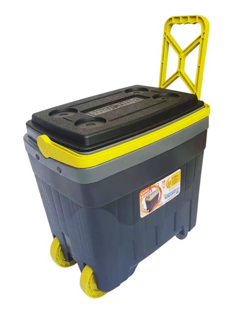 Cooler Térmico con Ruedas 34 Litros Gris Amarillo-0