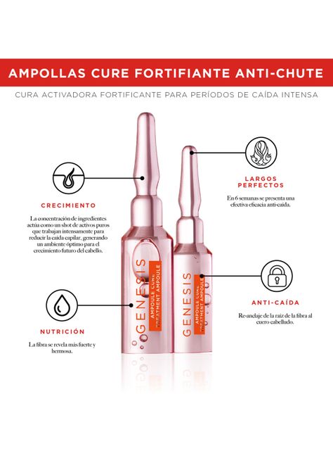 Cura Activadora Anti-Caída Cabello Frágil Ampoules Cure Anti-Chute Fortifiant Genesis 10*6ml-3