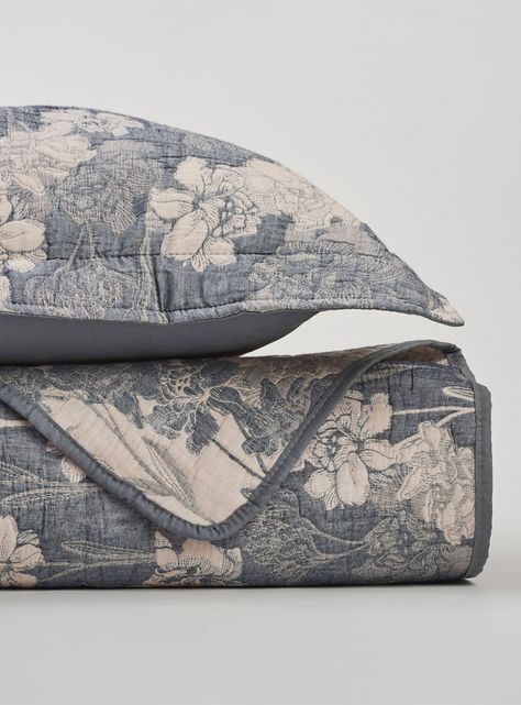 Cubrecama Jacquard Lirios Azul 1.5 Plazas-2