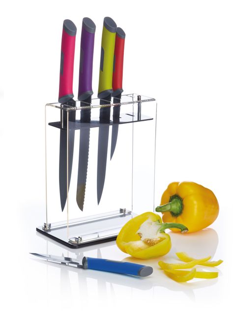 Set Kitchen Craft 5 Cuchillos Colourworks Base Transparente-0
