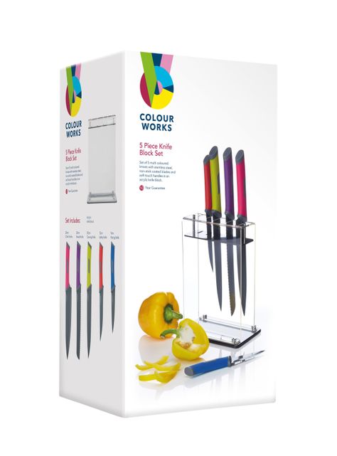 Set Kitchen Craft 5 Cuchillos Colourworks Base Transparente-1
