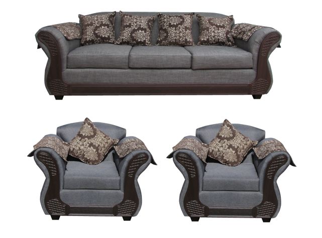 Juego Living Irlanda Chocolate: Sofá 3C + 2 Sillones 1C Chenille-0