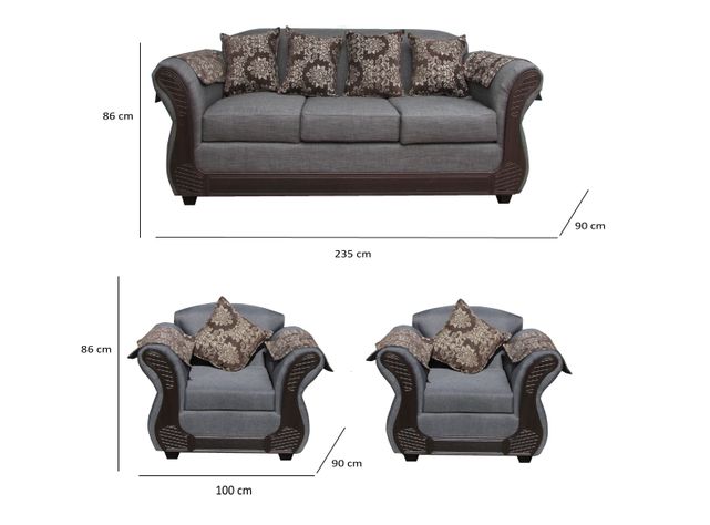 Juego Living Irlanda Chocolate: Sofá 3C + 2 Sillones 1C Chenille-1