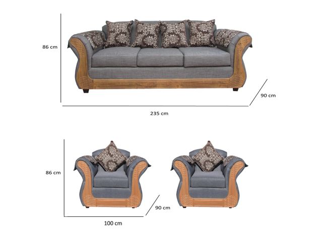 Juego Living Irlanda Miel: Sofá 3C + 2 Sillones 1C Chenille-1