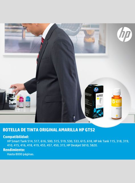 Botella Tinta HP GT52 Amarilla Original-4