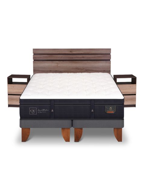 Cama Europea Super Premium 2 Plazas Base Dividida Set Ares + Set Muebles-2