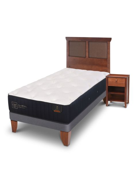 Cama Europea Premium 1.05 x 2 Torino Caramelo + Set Muebles-0