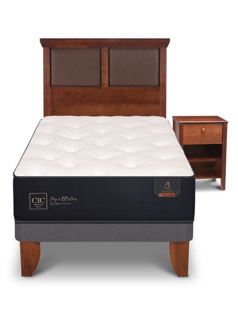 Cama Europea Premium 1.05 x 2 Torino Caramelo + Set Muebles-2