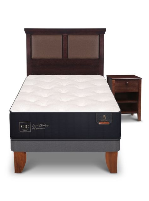 Cama Europea Premium 1.05 x 2 Torino Chocolate + Set Muebles-2