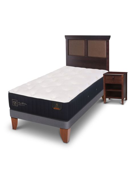 Cama Europea Premium 1.05 x 2 Torino Chocolate + Set Muebles-0