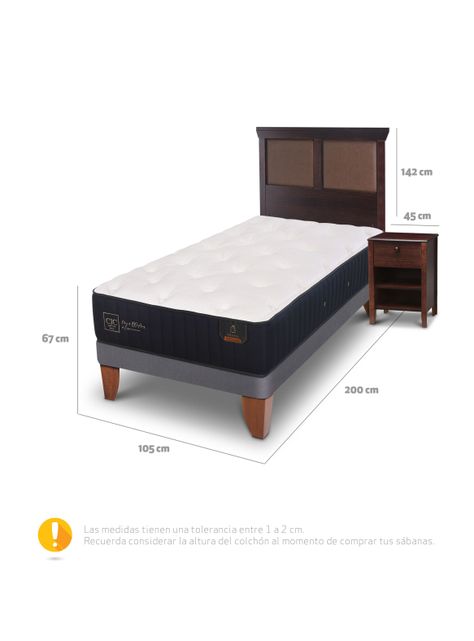 Cama Europea Premium 1.05 x 2 Torino Chocolate + Set Muebles-1