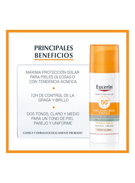 Protector Eucerin Solar Sun Oil Control Tinted Facial Tono Medio Fps50+ 50 ml-2