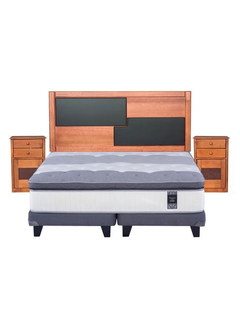 Cama Europea Grafito Titanium New 2 Plazas Box Base Dividida + Set Colonia-1