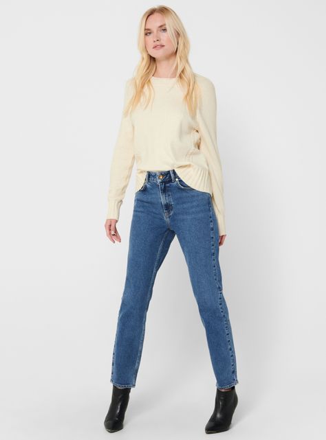 Jeans Straight Medium Blue Denim-3