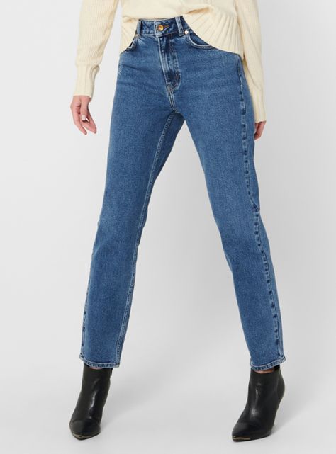 Jeans Straight Medium Blue Denim-0