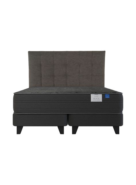 Cama Europea Top Grafito Black King + Respaldo Desing Grafito-1