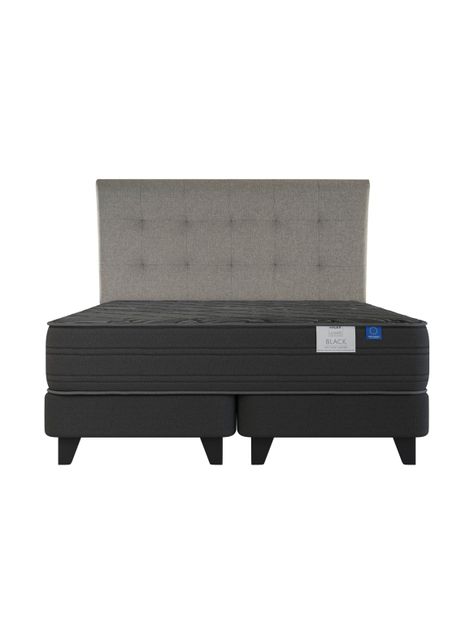 Cama Europea Top Grafito Black King + Respaldo Desing Gris-1