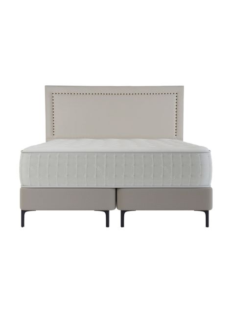 Cama Europea Top Arena Eternity 2 Plazas Box + Respaldo Tachas Crudo Base Dividida-1
