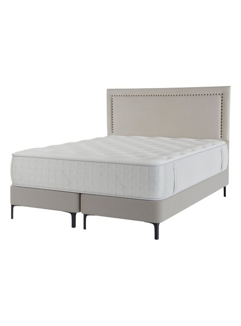 Cama Europea Top Arena Eternity 2 Plazas Box + Respaldo Tachas Crudo Base Dividida-0