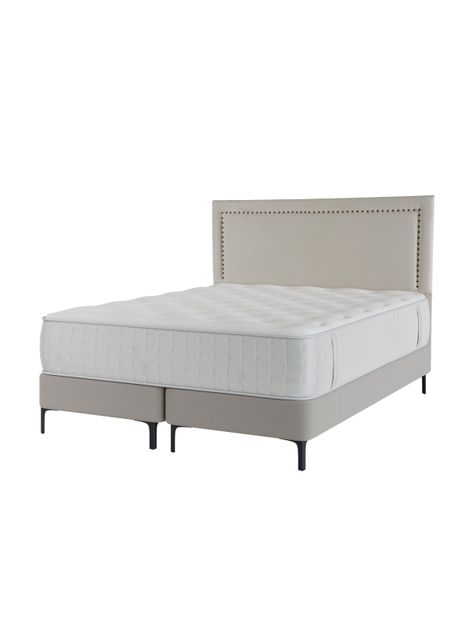 Cama Europea Top Arena Eternity King + Respaldo Tachas Crudo-0
