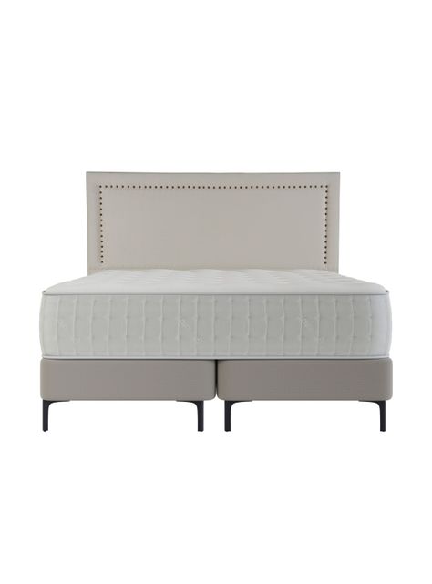 Cama Europea Top Arena Eternity King + Respaldo Tachas Crudo-1