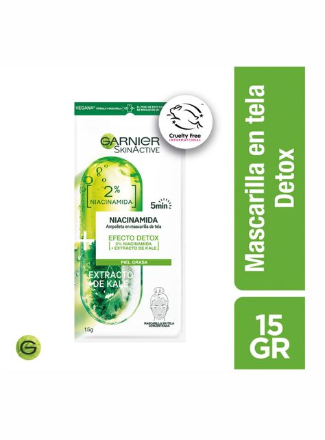 Mascarilla Garnier Skin Active en Tela Ampolla Kale Detox 15 g Garnier-0