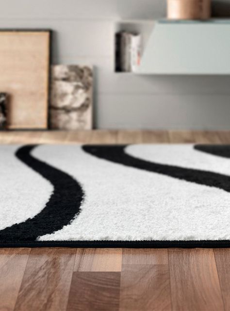 Alfombra 200 x 290 cm Amigo Negro Ondas-5