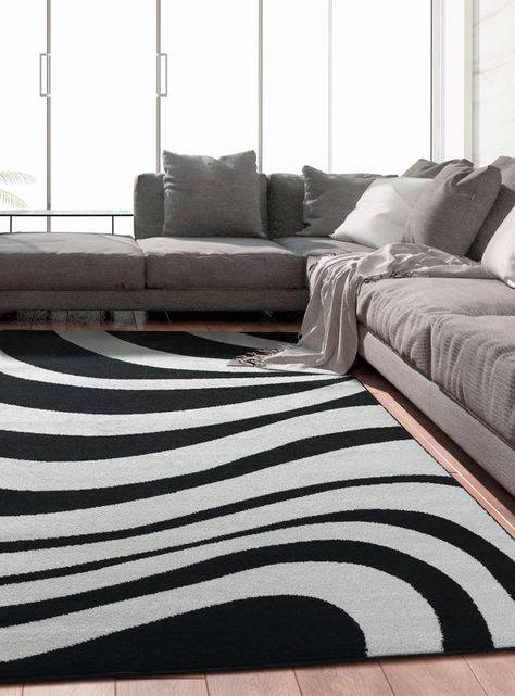 Alfombra 200 x 290 cm Amigo Negro Ondas-2
