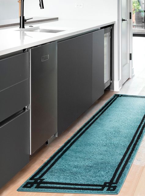 Alfombra Pasillo 70 x 230 cm Amigo Turquesa Marco Negro-2