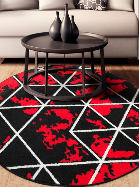 Alfombra Redonda 160 x 160 cm Amigo Rojo Líneas-2