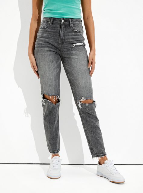 Jeans Mom Ripped Tiro Alto-0