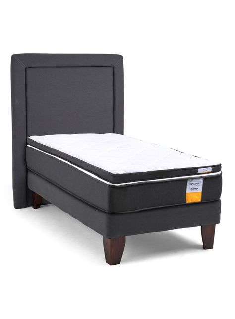 Cama Europea Funcional 1 Plaza Plus + Respaldo + Topper-1