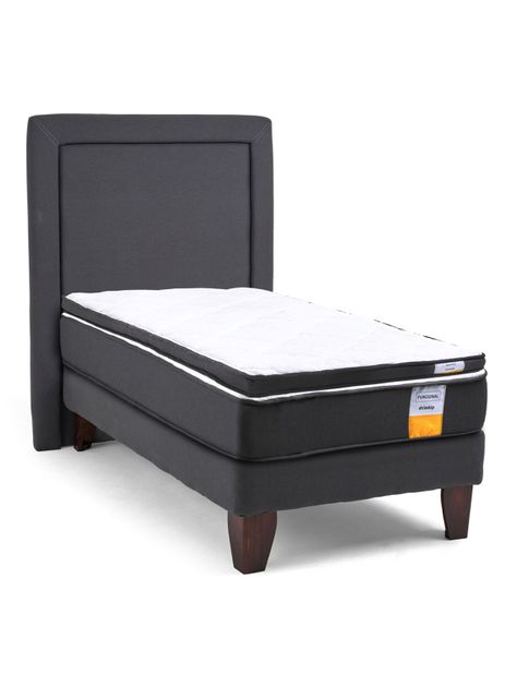 Cama Europea Funcional 1.5 Plazas + Respaldo + Topper-1