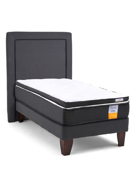 Cama Europea Funcional 1.5 Plazas Plus + Respaldo + Topper-1