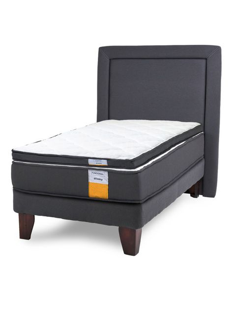 Cama Europea Funcional 1.5 Plazas Plus + Respaldo + Topper-0